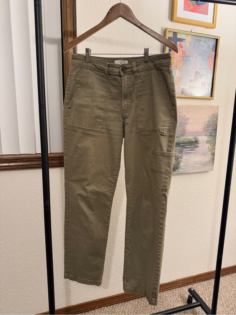 Olive green straight leg pant